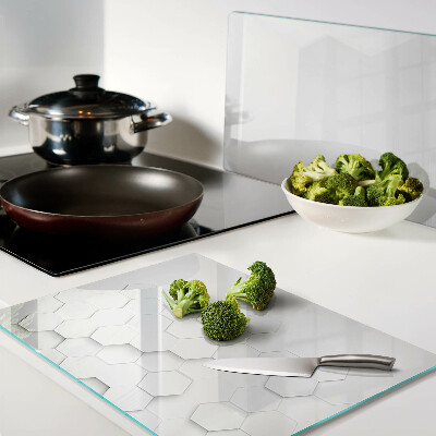 Glass kitchen board Hexagons in shades of gray
