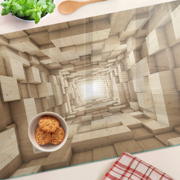 Glass kitchen board The interior of the wooden tunnel