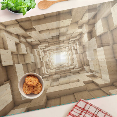 Glass kitchen board The interior of the wooden tunnel