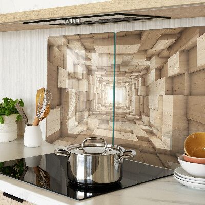 Glass kitchen board The interior of the wooden tunnel