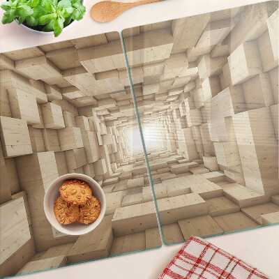 Glass kitchen board The interior of the wooden tunnel