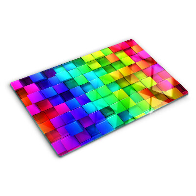 Chopping board glass Rainbow squares in a mosaic