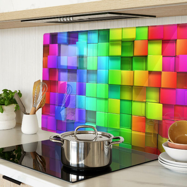 Chopping board glass Rainbow squares in a mosaic