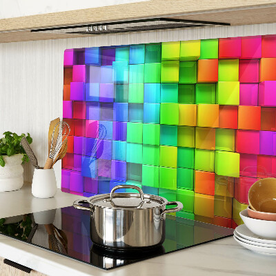 Chopping board glass Rainbow squares in a mosaic