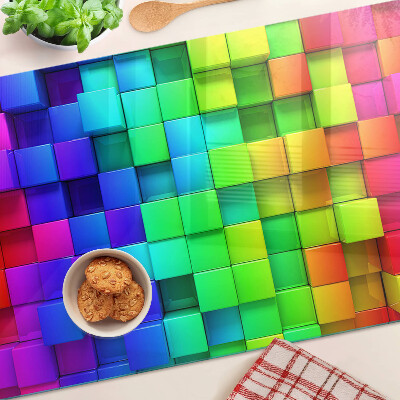 Chopping board glass Rainbow squares in a mosaic