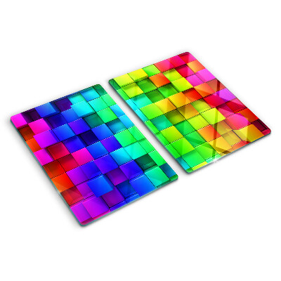 Chopping board glass Rainbow squares in a mosaic