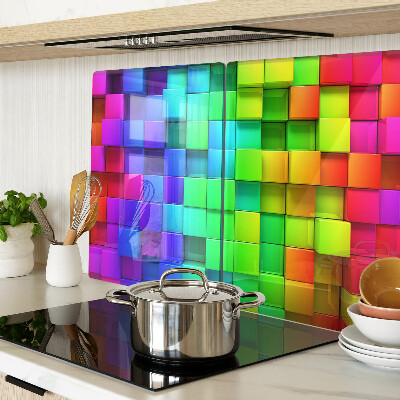 Chopping board glass Rainbow squares in a mosaic