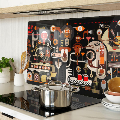 Glass kitchen board Abstract patterns with plant motifs
