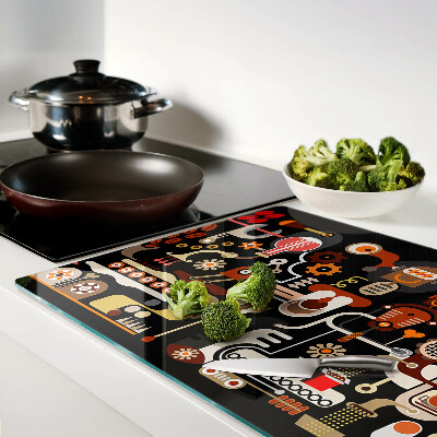 Glass kitchen board Abstract patterns with plant motifs