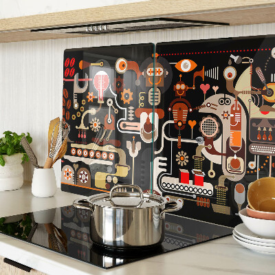 Glass kitchen board Abstract patterns with plant motifs