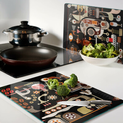 Glass kitchen board Abstract patterns with plant motifs