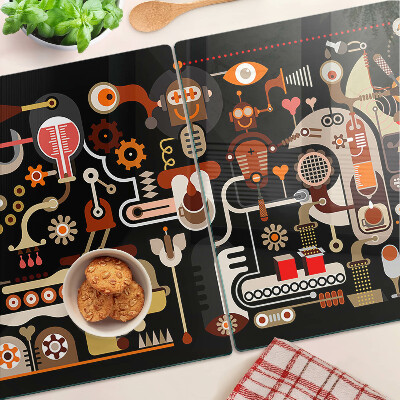 Glass kitchen board Abstract patterns with plant motifs