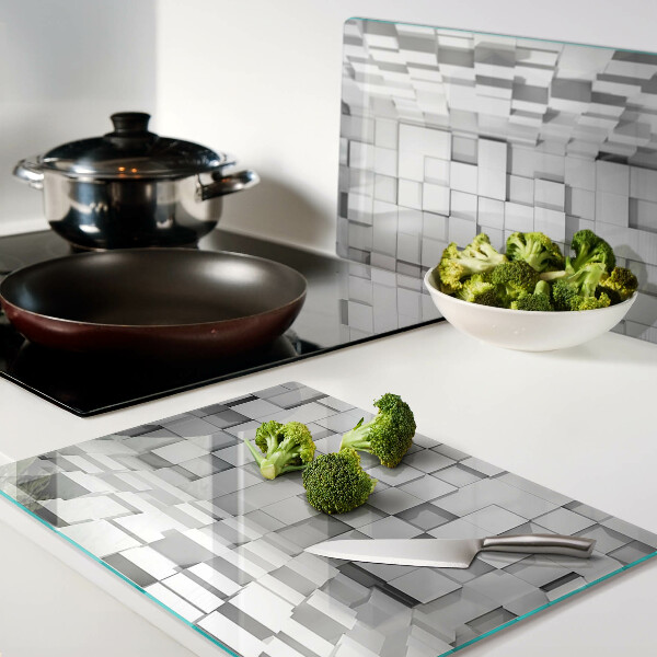 Glass chopping board Gray and white mosaic