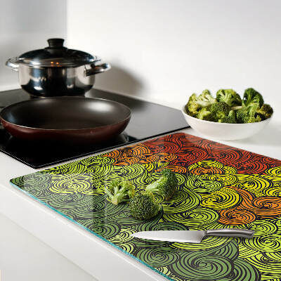 Glass cutting board Swirls of color