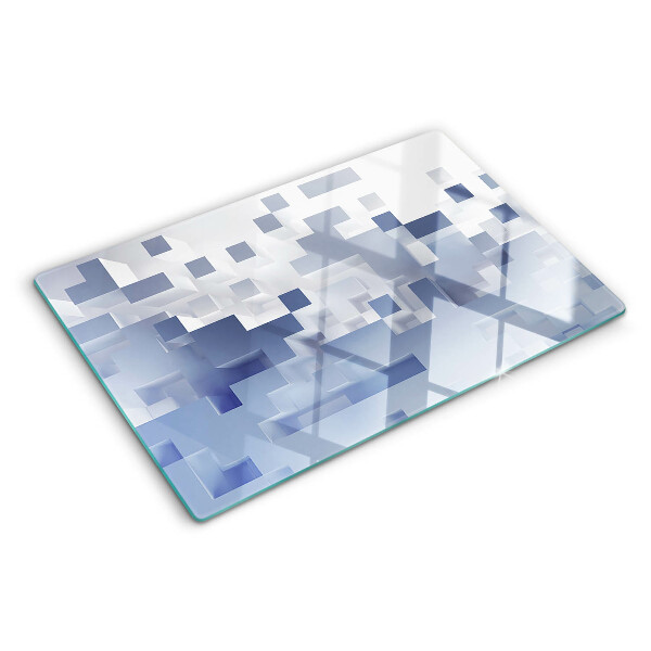 Glass kitchen board Geometric patterns in shades of blue