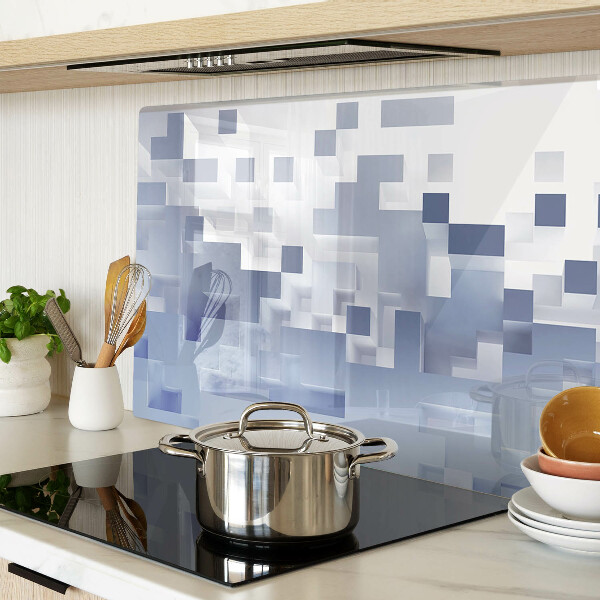 Glass kitchen board Geometric patterns in shades of blue