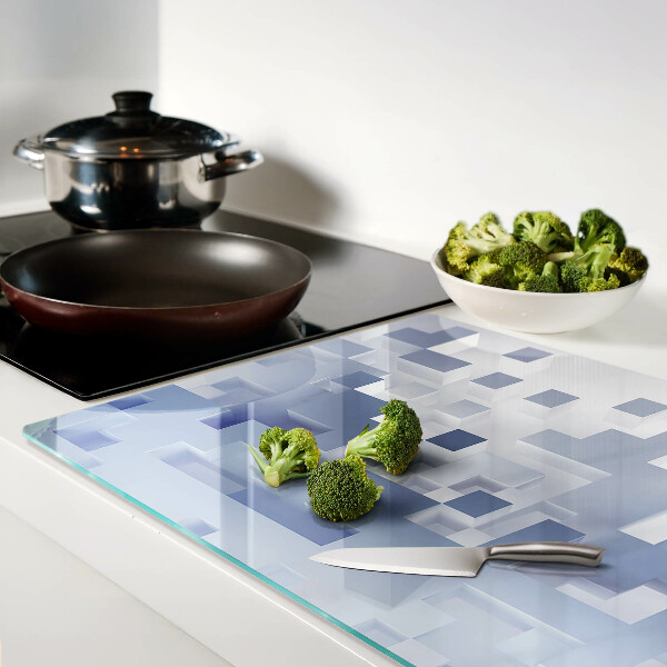 Glass kitchen board Geometric patterns in shades of blue