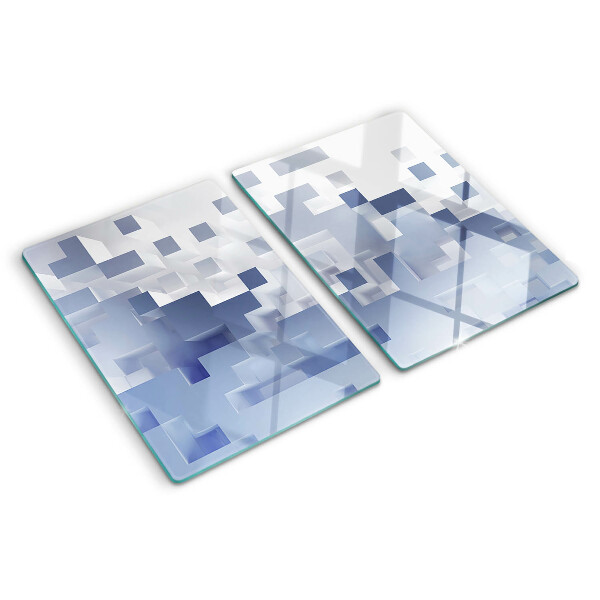 Glass kitchen board Geometric patterns in shades of blue