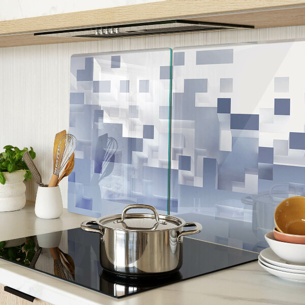 Glass kitchen board Geometric patterns in shades of blue