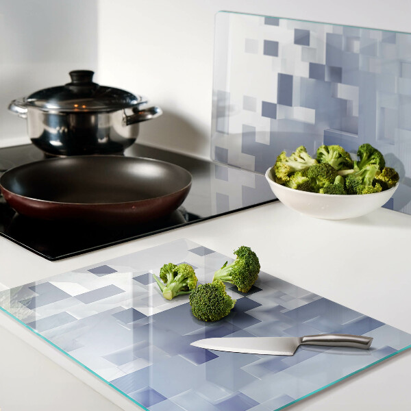 Glass kitchen board Geometric patterns in shades of blue