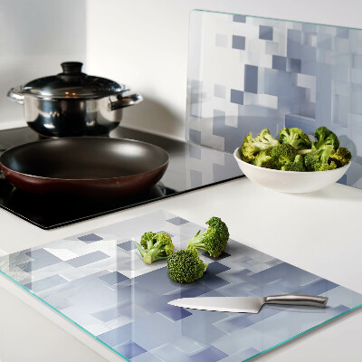 Glass kitchen board Geometric patterns in shades of blue