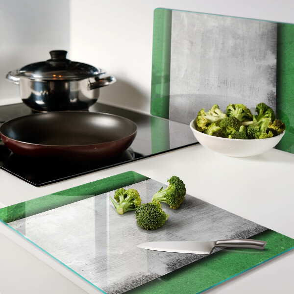 Chopping board glass Green and gray lines