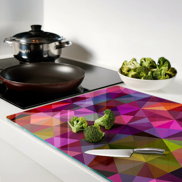 Glass chopping board Geometry in shades of pink and purple