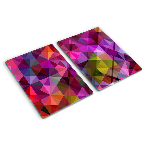 Glass chopping board Geometry in shades of pink and purple