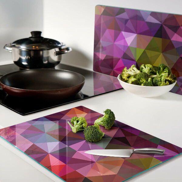 Glass chopping board Geometry in shades of pink and purple
