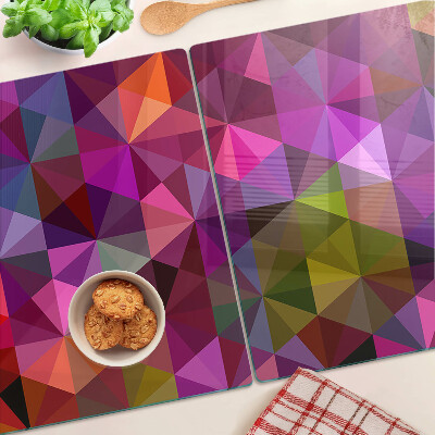 Glass chopping board Geometry in shades of pink and purple