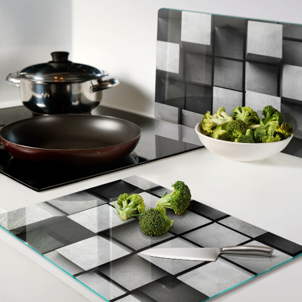 Glass cutting board Geometric patterns in shades of gray