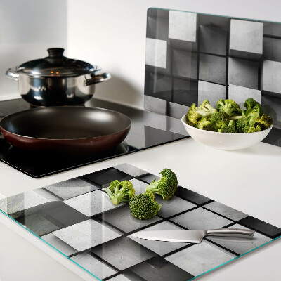 Glass cutting board Geometric patterns in shades of gray