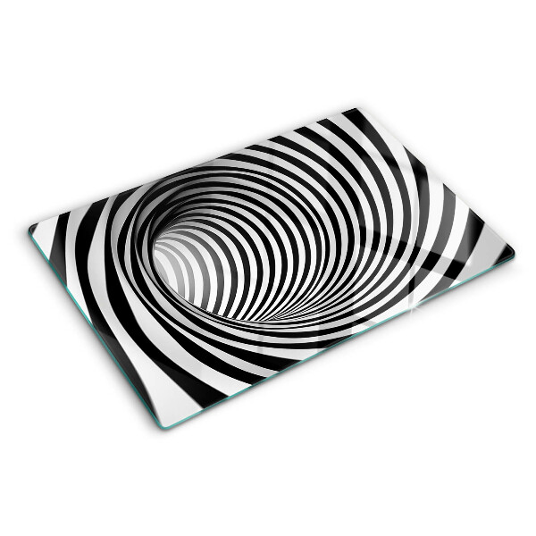 Glass chopping board Spiral pattern in shades of black and white
