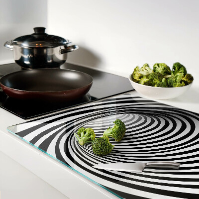 Glass chopping board Spiral pattern in shades of black and white