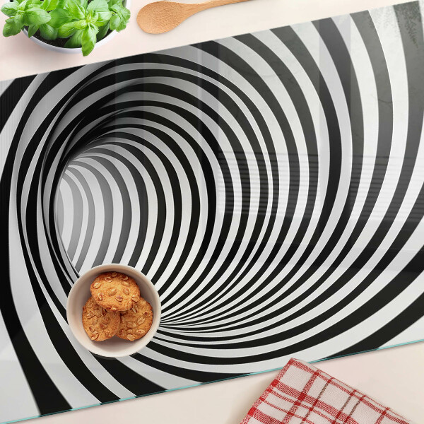 Glass chopping board Spiral pattern in shades of black and white