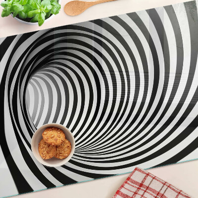 Glass chopping board Spiral pattern in shades of black and white
