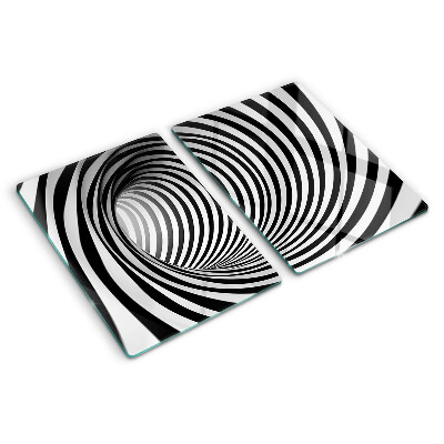 Glass chopping board Spiral pattern in shades of black and white