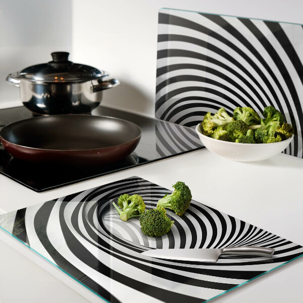 Glass chopping board Spiral pattern in shades of black and white