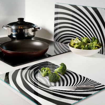 Glass chopping board Spiral pattern in shades of black and white