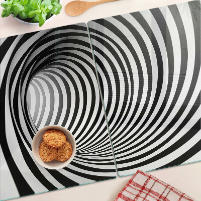 Glass chopping board Spiral pattern in shades of black and white