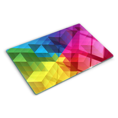 Glass cutting board Colorful geometry in triangles