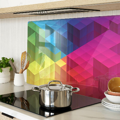 Glass cutting board Colorful geometry in triangles
