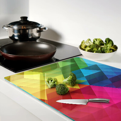 Glass cutting board Colorful geometry in triangles