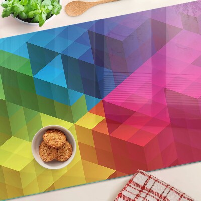 Glass cutting board Colorful geometry in triangles