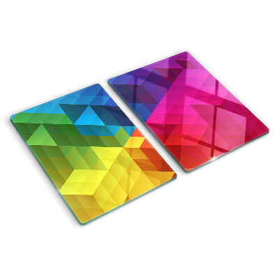 Glass cutting board Colorful geometry in triangles