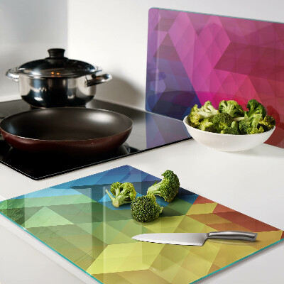 Glass cutting board Colorful geometry in triangles