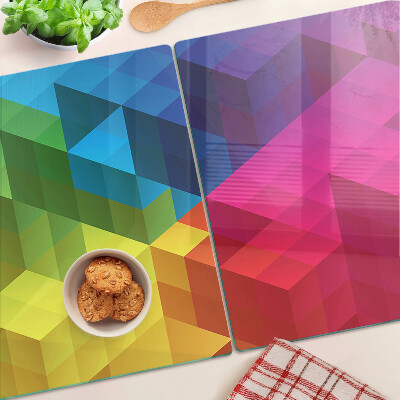 Glass cutting board Colorful geometry in triangles