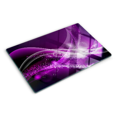 Glass kitchen board Purple waves with light effect