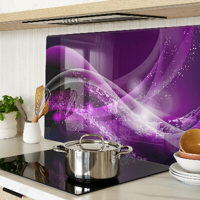 Glass kitchen board Purple waves with light effect