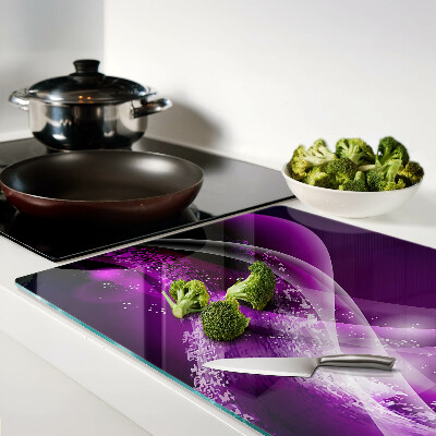 Glass kitchen board Purple waves with light effect